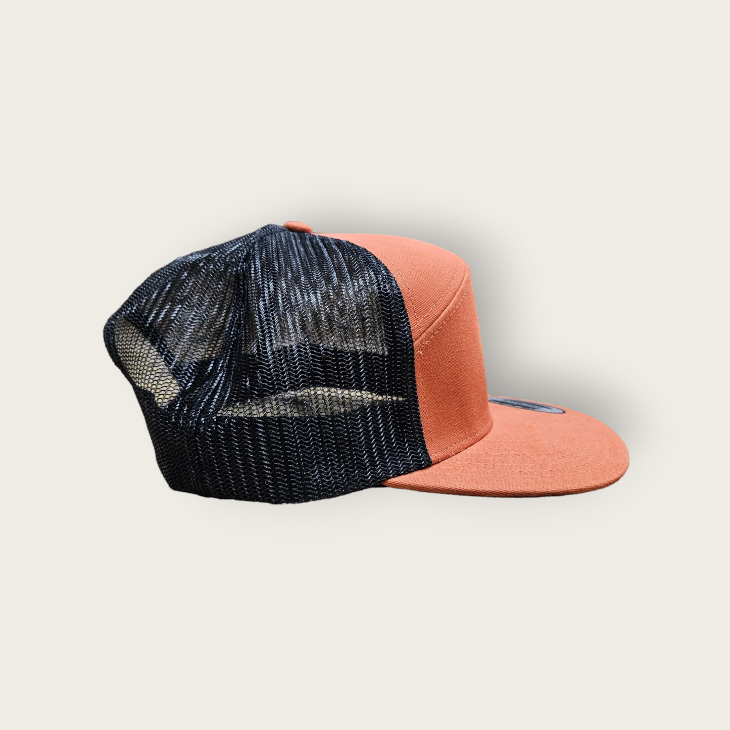 7 Panel Carmel/ Black Trucker Hat Snapback 115C
