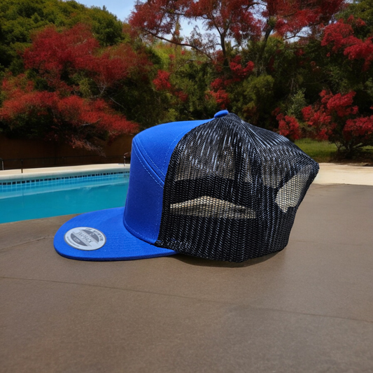 7 Panel Royal/ Black Trucker Hat Snapback 115C
