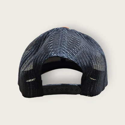 6 Panel Heather Gray/Black Trucker Hat 110C